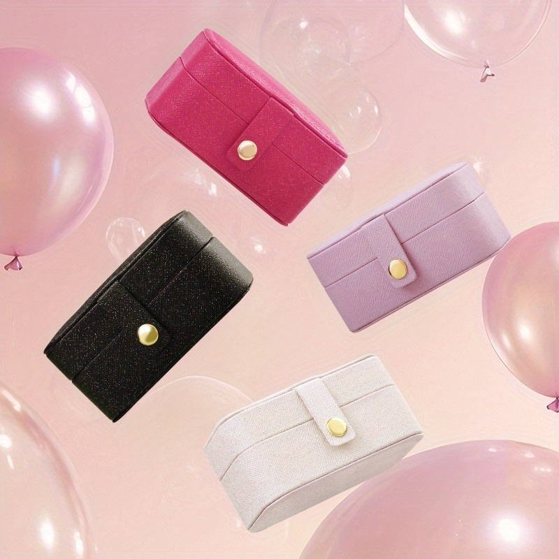 15pcs 2 in 1 mini portable jewelry box with detachable ring tray pearlescent   leather jewelry organizer for earrings necklaces rings hair clips travel jewelry case decorative jewelry box gift for her valentines day gift mothers day gift birthday present jewelry boxes Product details 2
