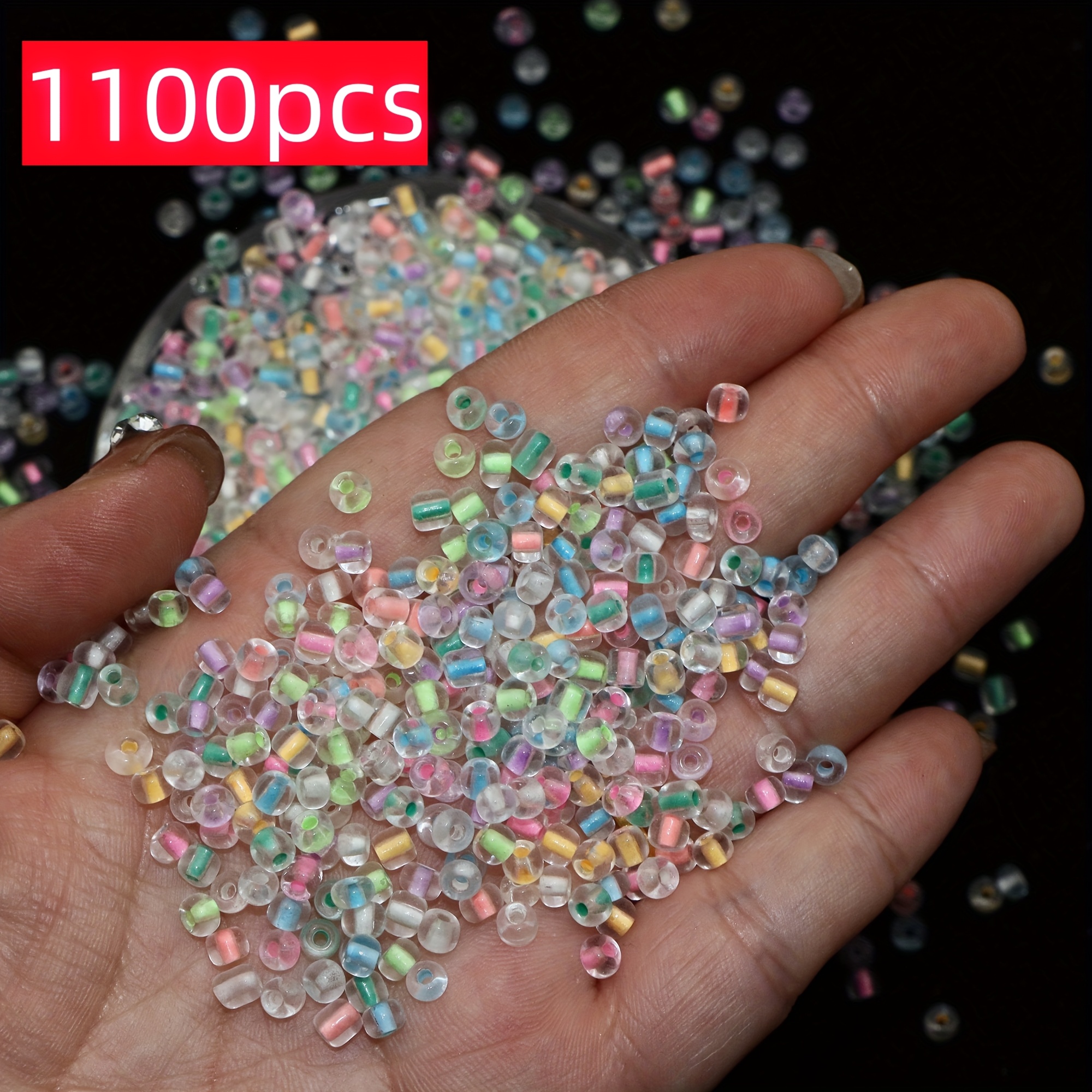 TEMU 1100pcs Of 3mm Mixed-color Luminous Loose Beads, Perfectly Suitable For Making. , Friendship Bracelet Diy Beads, Christmas Series Straight-hole