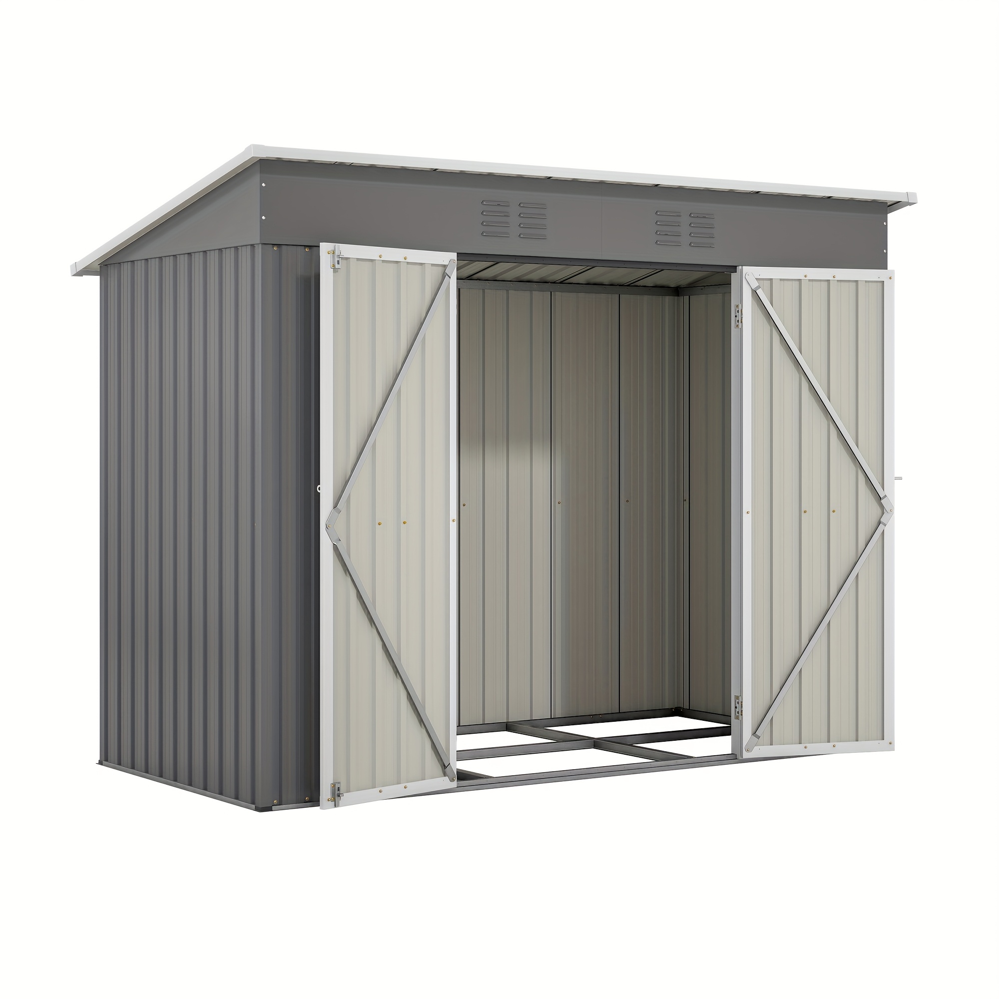 8x4 Ft Metal For Tool Shed, Storage Shed, Demountable, Temporary For Tool Storage Shed, Garden Shed, Waterproof, Suitable For Tool Storage, Gray