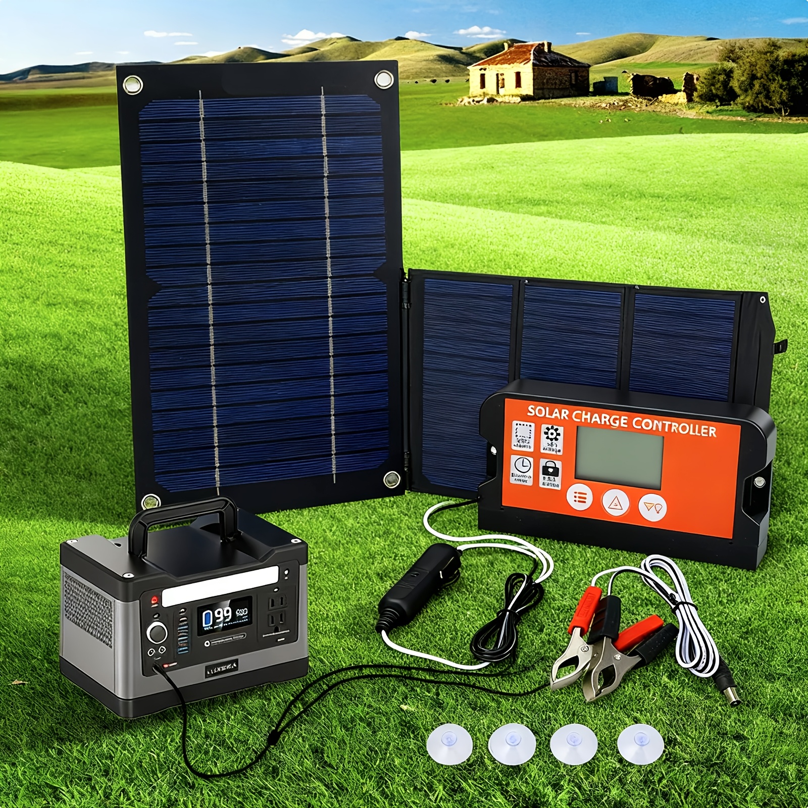 18V 600W Solar Panel Charging Kit with 100A Smart Controller and USB Output for Outdoor, Car, RV, and Caravan Batteries