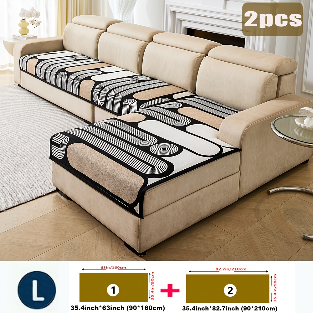 E-shop 2er-Set Chenille-Sofabezüge im Böhmen-Stil, moderne geometrische rutschfeste Möbelschoner, haustierfreundlich, maschinenwaschbar, passend für