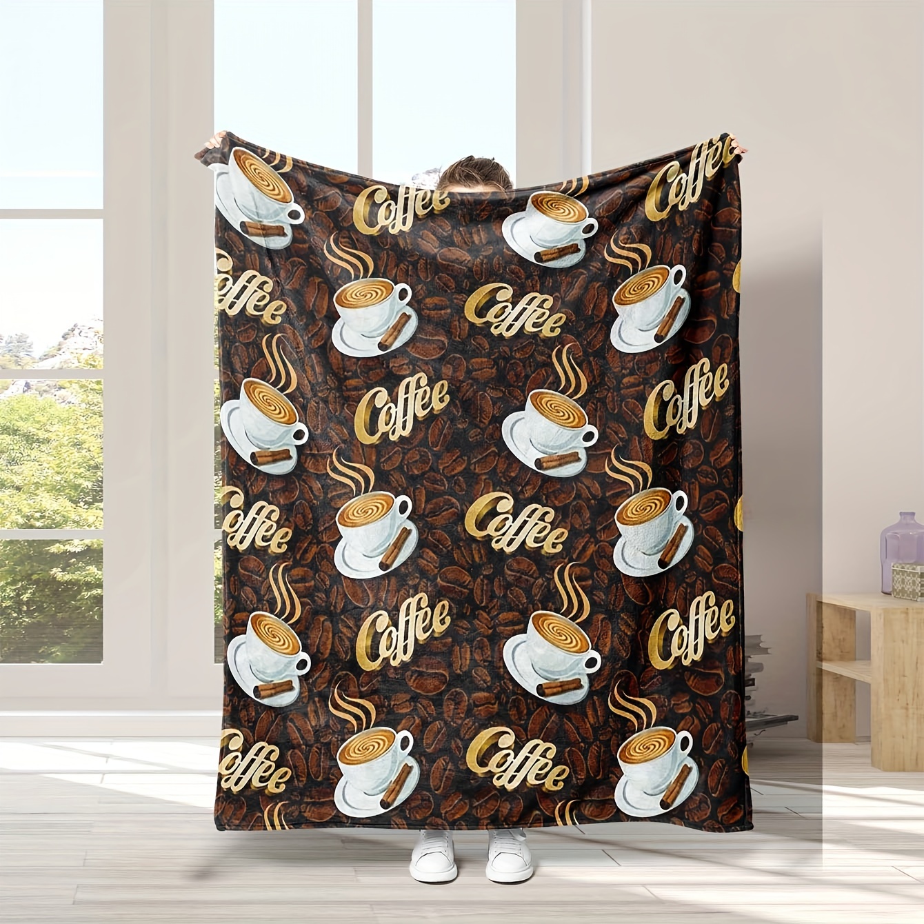 

1pc Digital Printed Cup Blanket, Super Soft And Comfortable Skin Non-ball Flannel Plush Cover Blanket, Suitable For Sofa, Bed, Lunch , Shawl, Interior Decoration. Perfect Gift For All