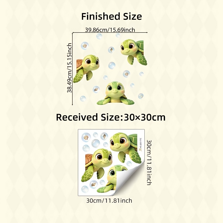 TEMU 1pc Cute Cartoon Sea Turtle Static Window Sticker, Summer Beach Ocean Themed Decor, Semi-matte Pvc, Reusable For Kids Room Nursery Playroom