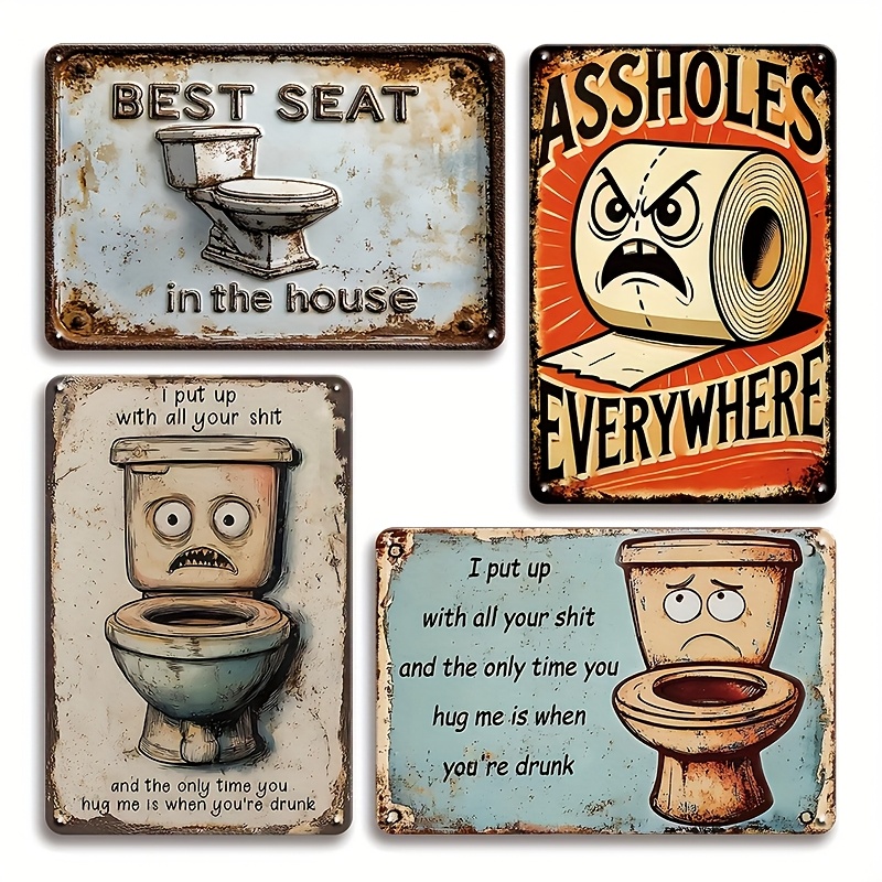 Funny Best Seat In House Rustic Metal Sign Man Cave Home Bar Bathroom Wall Decor