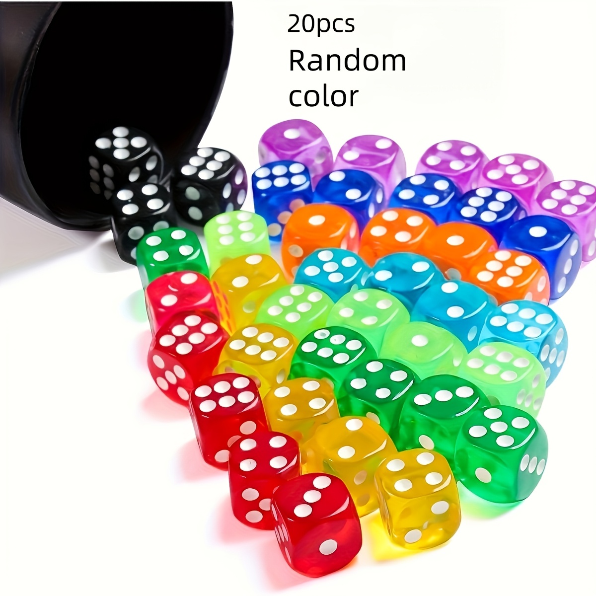 

20pcs 14mm Rounded Dice Set - Ideal For Party Games & Celebrations, Perfect Gift For Halloween & Christmas