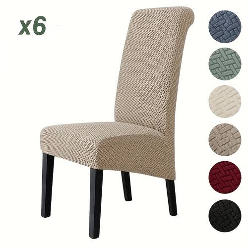 set of 4 6 elastic twill jacquard high back chair covers for dining chairs