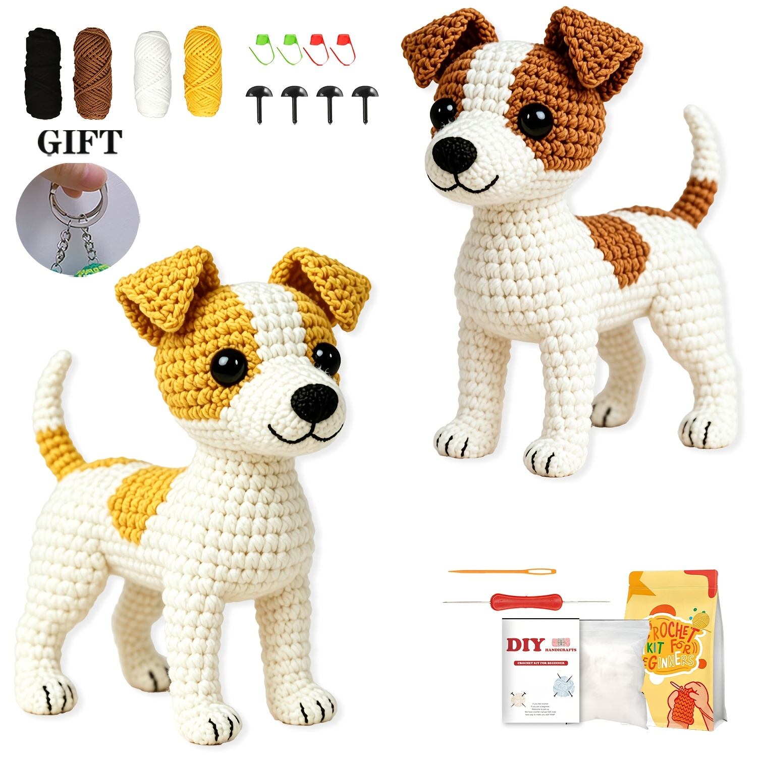 TEMU 2 kits de pour débutants, kit d'animaux au crochet, kit de démarrage de crochet avec crochets, fil, vidéo d'instructions par , ensemble de