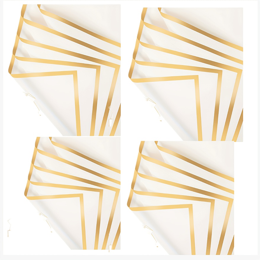 TEMU Weißes wasserfestes Geschenkpapier mit goldenem Rand Blumenmuster, geeignet zum universellen Verpacken von Feiertagssträußen. Kann für