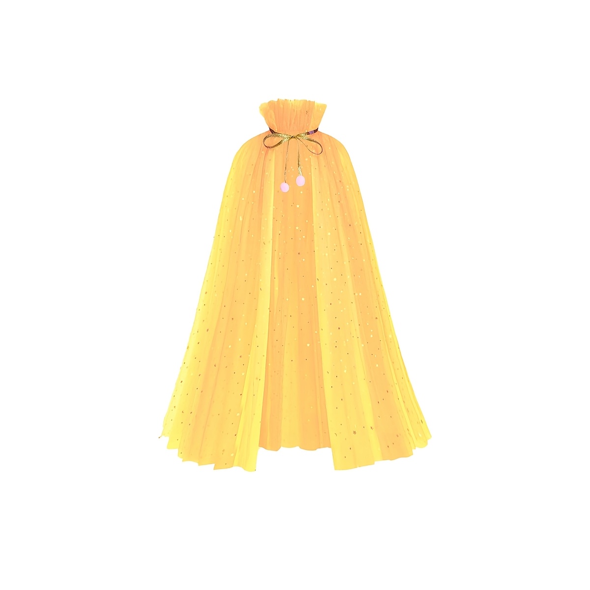 TEMU Robe de princesse de glace en pour femmes adultes, vêtements et accessoires, cape de princesse jaune et rose avec dentelle dorée et ballon en