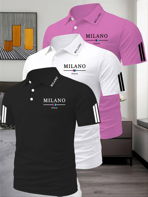 three piece summer mens shirt sports gym breathable quick dry business casual vacation shirt fashionable short sleeve golf shirt