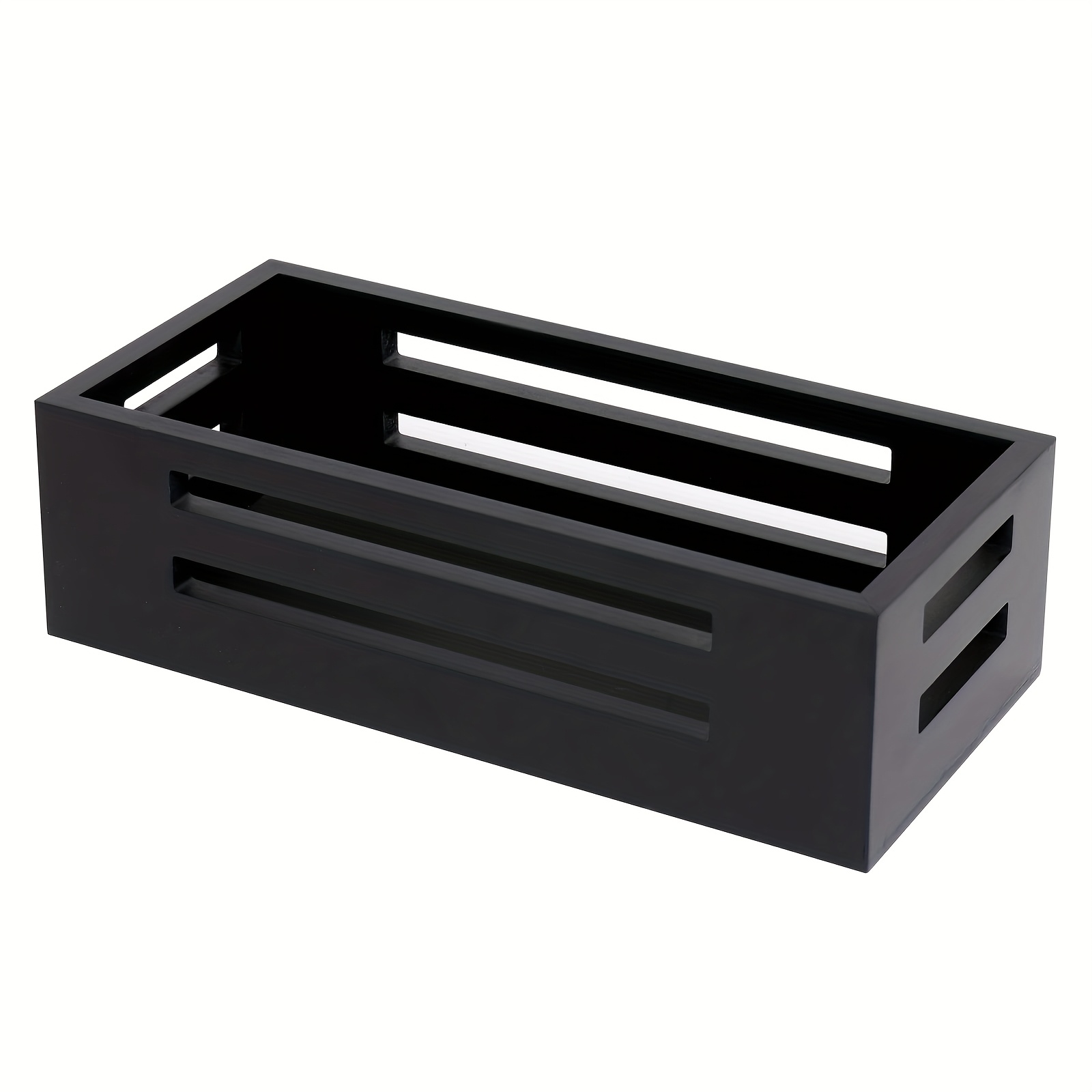 E-shop Schwarze Deko-Box Badezimmer Toilettenwanne Korb Topper, Holz Badezimmerkörbe, Hinterseite Toiletten Aufbewahrungskorb für Toilettenpapier