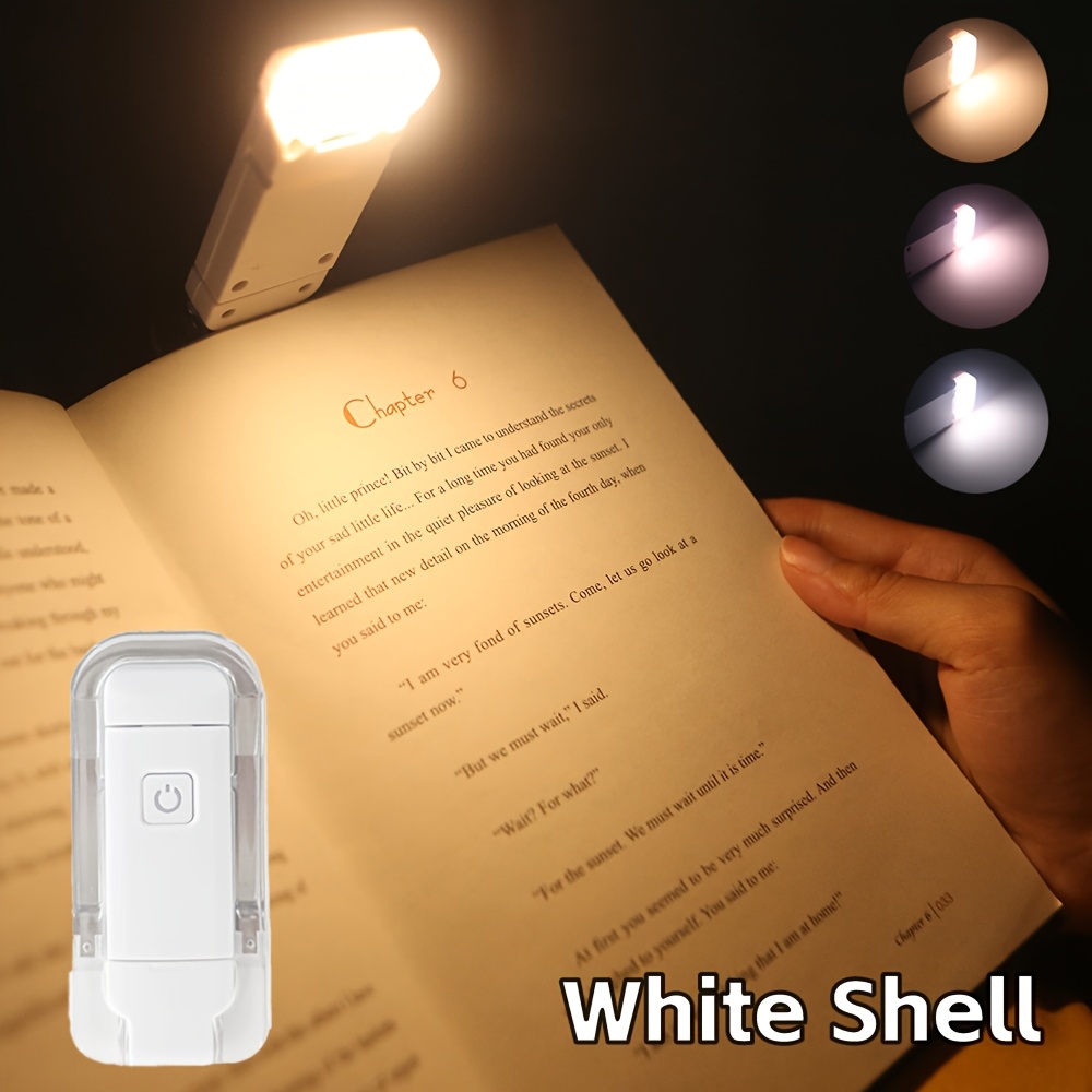 TEMU Mini Luce da Portatile Pieghevole Ricaricabile USB, per Colori di Illuminazione e 3 Livelli di Luminosit� Regolabili, Clip per Libri, da Riporre