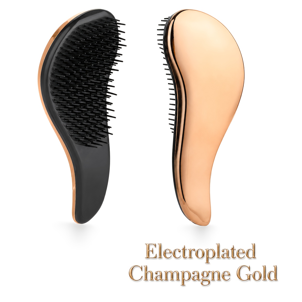 TEMU 1pc Electroplated Detangler Brush | Premium Brush, , Suitable For All Hair Types, Wet Or Dry, Soft Curling Brush For Women, Men, And Adults |