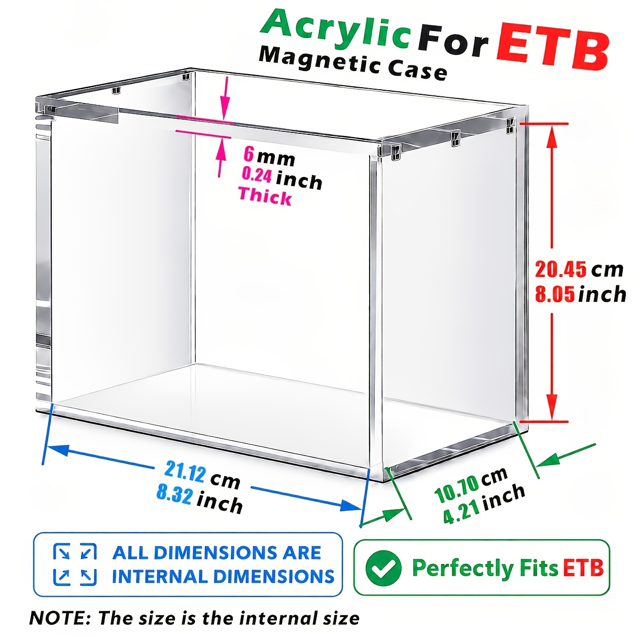 TEMU 6mm Acrylic Stackable Display Case, Suitable For Etb, Acrylic Doll Box Magnetic Dustproof With Lid Stackable Display, For Trading Cards,