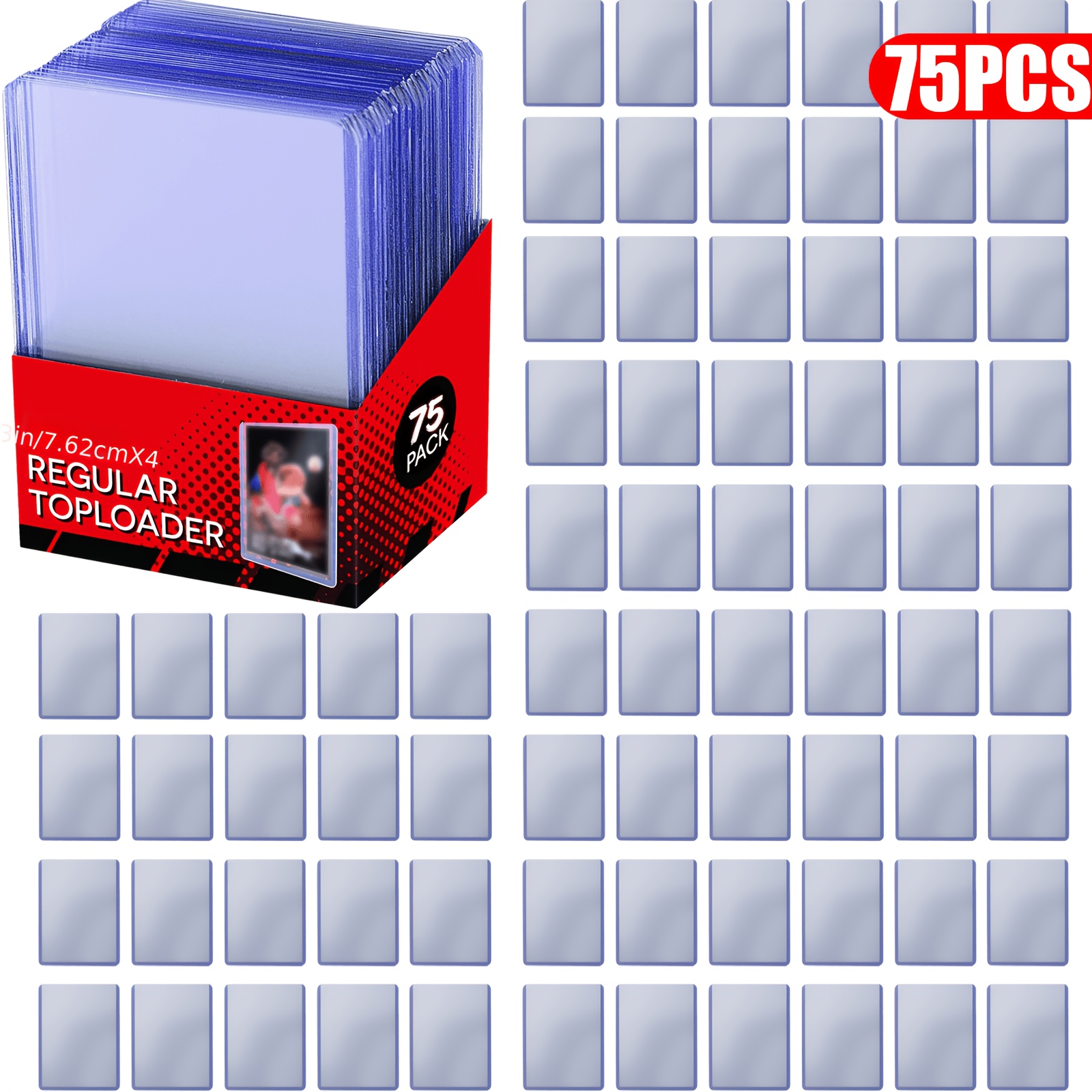 TEMU 75 Card Storage Set, Pvc Card Top Box, Durable Collectible Card Storage Box With Card Sleeve, Providing Protection For Sports Cards, Baseball
