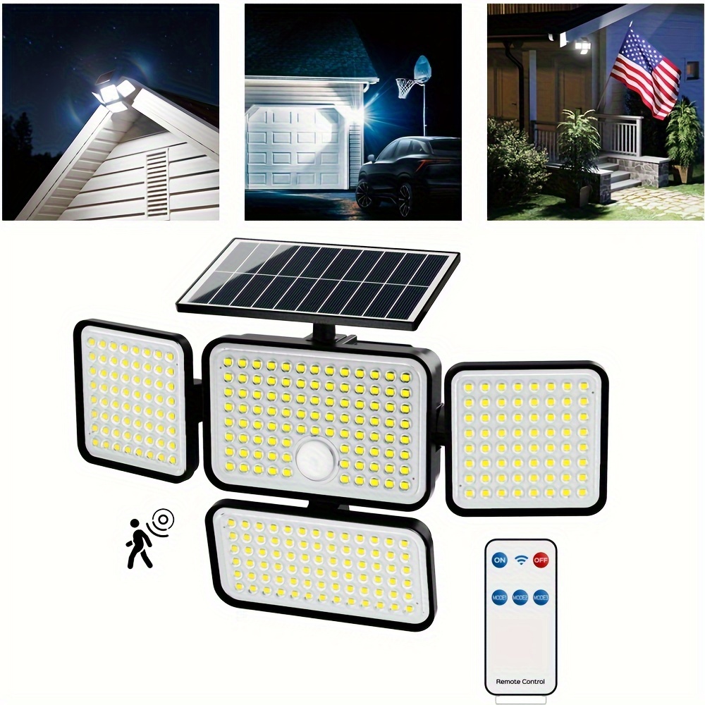 

Jackyled 1pc/2pcs/3pcs Solar Flood Lights Outside With Adjustable Heads, Motion Sensor Flood Lights, 304 Led Solar Flood Lights, 3 , For Yard, Shed, Garage