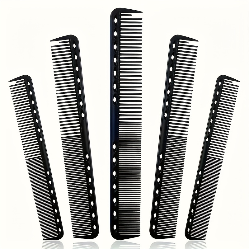 E-shop 5er Set Schwarze Kohlefaser Haarbürsten - Fein, Hitzebeständig, Antistatisch, Geeignet für alle Frisuren, Robuster ABS-Kunststoffgriff mit