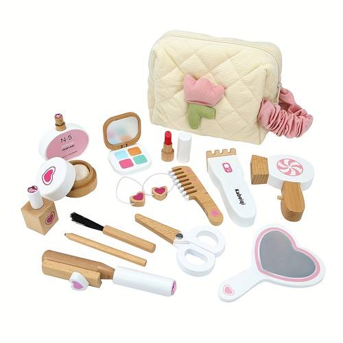 wooden play house toy mixed color simulation makeup kit for girls educational toy for 3 years old children