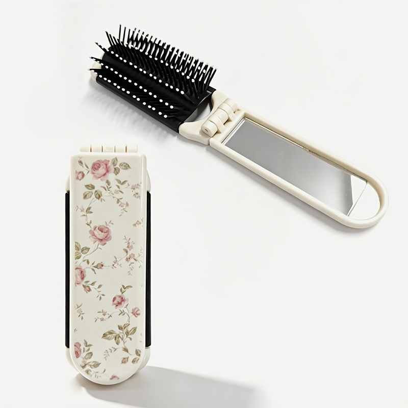 TEMU 1pc Retro Rose Floral Mirror Portable Mini Travel Pocket Comb Daily Styling Comb