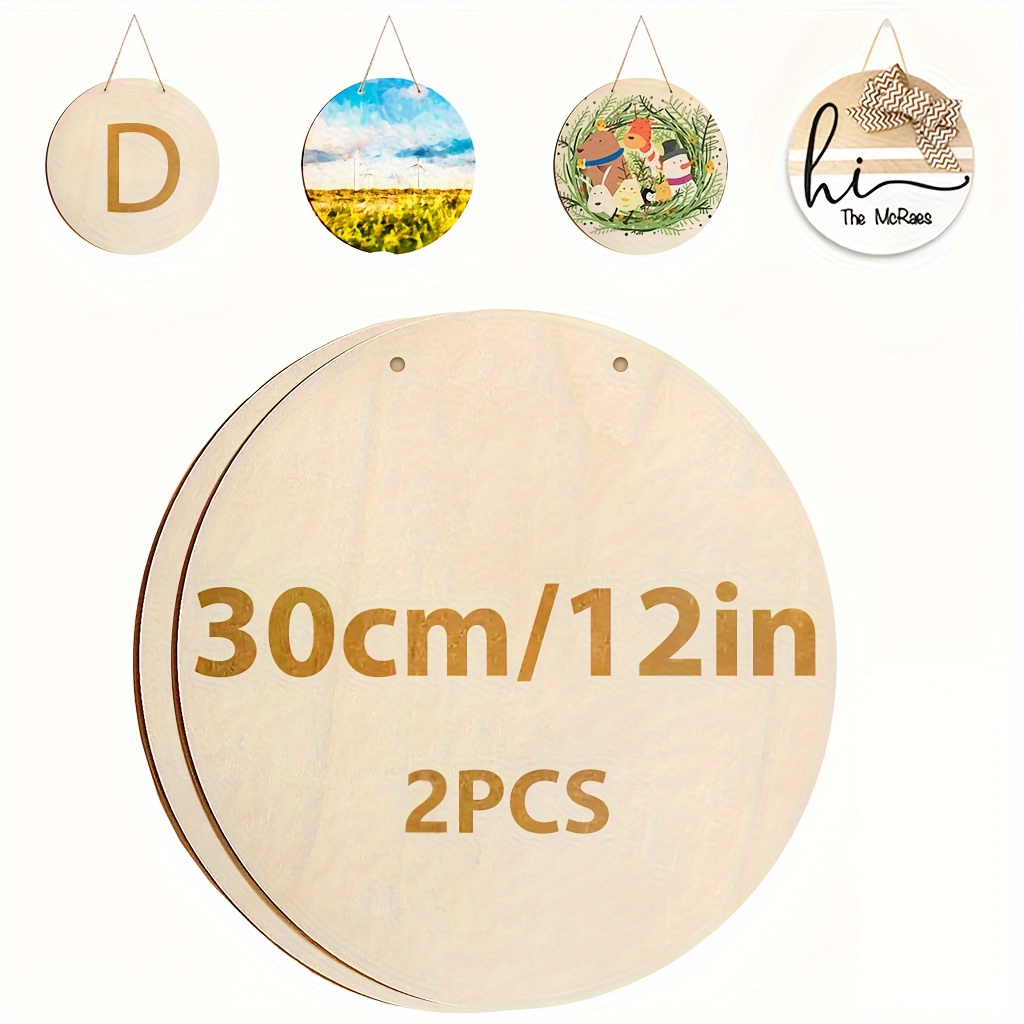 Wooden Circle,5 Pcs 20cm/8in Unfinished Blank Wood Rounds Wooden Cutouts For Crafts,Round Wood...