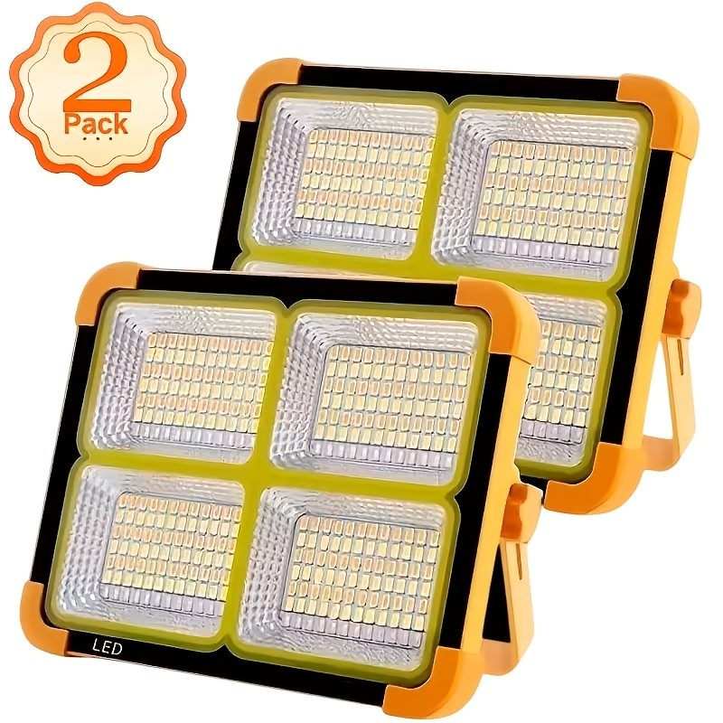 TEMU 2pcs Upgraded Solar Led Working Light Strip With Magnetic Hook, 2000 - Adjustable Brightness, Dual Charging /usb, Suitable For Camping, Hiking,