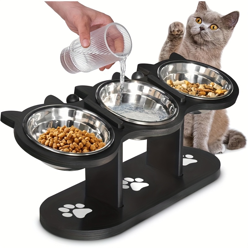TEMU 3/2 Indoor Cat Elevated Food Bowls, Elevated Pet Food Bowls, Adjustable Height Pet Bowls With , 3/2 Stainless Steel Elevated Cat Food Bowl