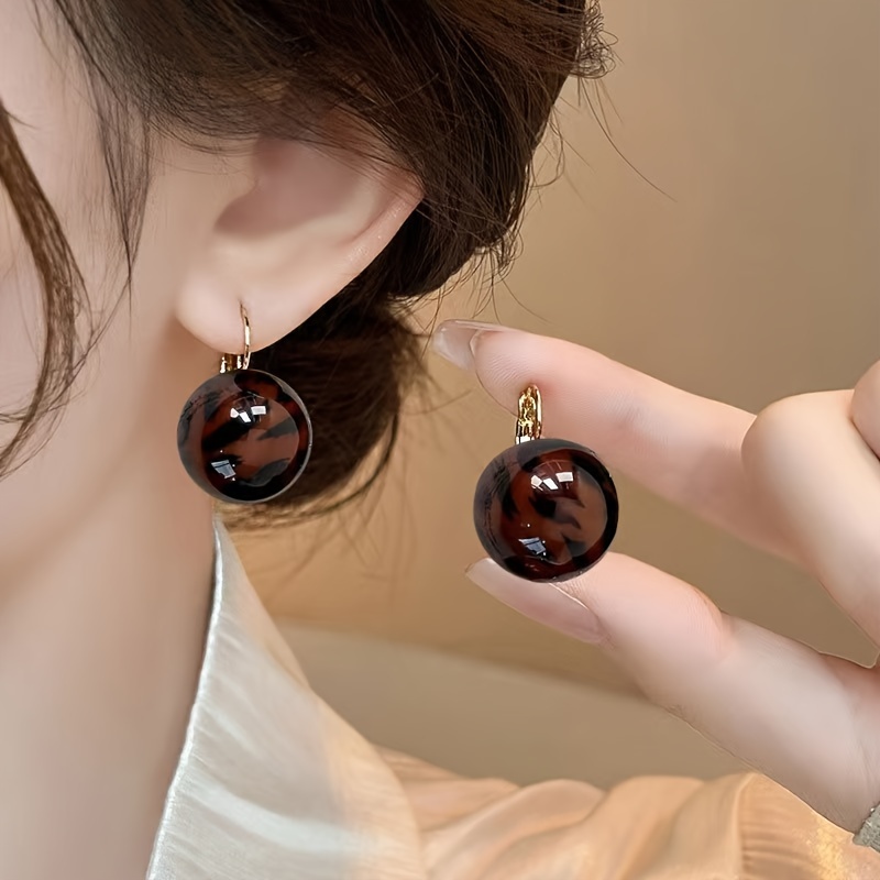 TEMU 1 Pair Of Earrings, Vintage Leopard Print High-end Fashion Ear Clips, Versatile Ear Accessories