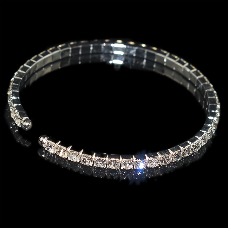 Elegant Cubic Zirconia Bracelet, Silvery-Plated