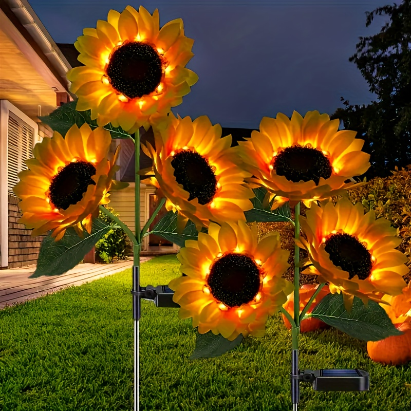 solar powered led sunflower garden lights realistic night glowing for decoration of courtyards lawns homes patios and   energy saving outdoor lighting garden lighting decorative solar lights solar garden lights