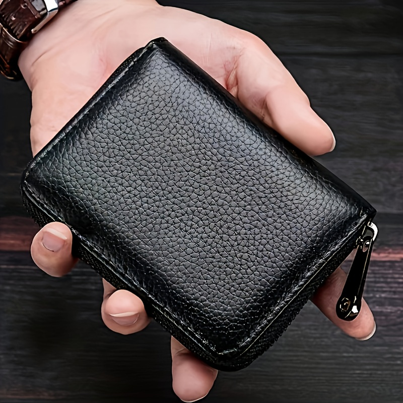

Unisex Pu Leather Wallet With Secure Zipper - Multi-functional Business, Credit & Bank Card Organizer, Waterproof Passport Holder With Multiple Slots