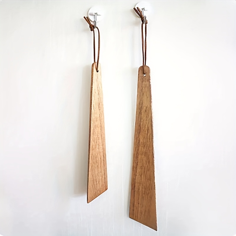 TEMU Handcrafted Acacia Wood Spatula, Lightweight And Hangable For Outdoor Camping, Triangular Cooking Utensil, Solid Wood Kitchen Turner For Stirring And Flipping, Pan-frying Spatula For Use