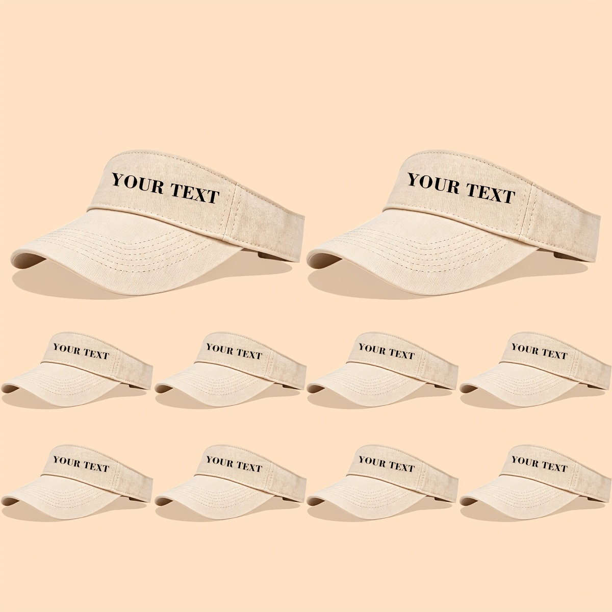 TEMU 10pcs Adult Custom Text Visor Hat, Personalized Name/ For Team/slogan, Adjustable, Lightweight Breathable, For Outdoor Sports/ For Team