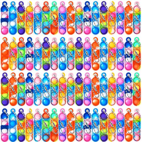 24pcs bulk keychains sensory fidget toys for kids birthday party favors classroom prizes pinata stuffers with chain multicolor party supplies random colors for