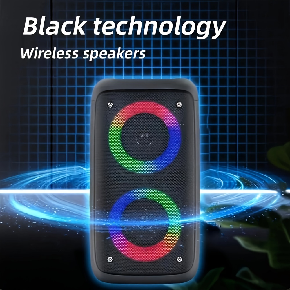 Boombox Wireless Speaker with Subwoofer and RGB Lights