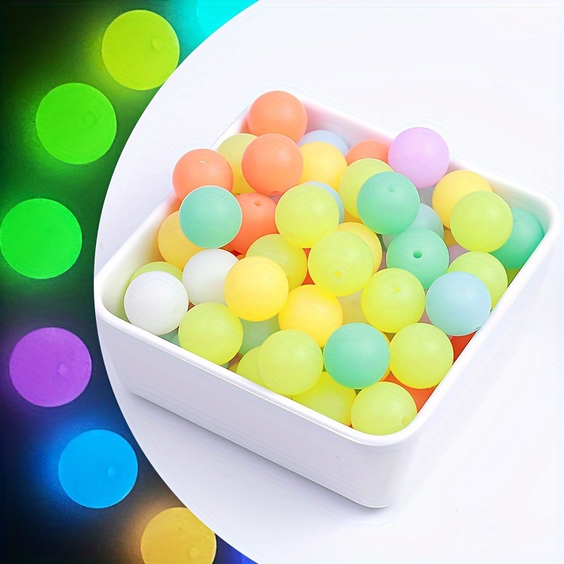 

50pcs 12mm Mixed Colors Glow In The Dark Silicone Beads, Luminous Round Beads For Diy Jewelry Making, Keychain, Pen Decors, Bracelet, Necklace, Lanyard Beading Crafts