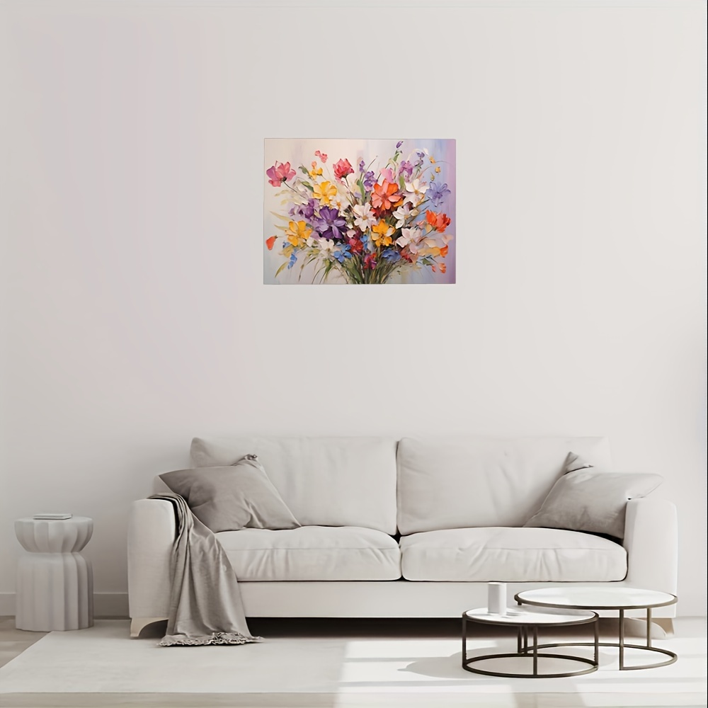 Framed Canvas Flower Wall Art Colorful Wildflower Painting - Temu ...