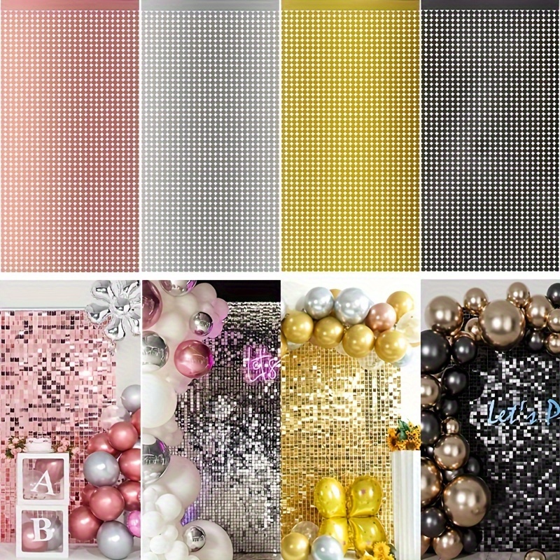 

2- Pvc Foil Curtains - Universal Celebration Backdrop For Wedding, Birthday & Anniversary Parties - Plastic Metallic Tinsel Decor In Black, Golden, Silver, Rose Golden - 39.37x78.74 Inches