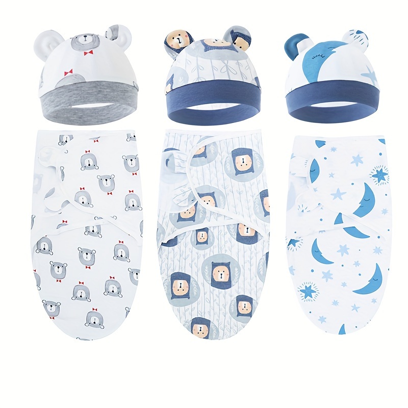 

Cotton Breathable Infant Swaddle Wrap, With Cute Cartoon Pattern, For Newborn Anti Startle