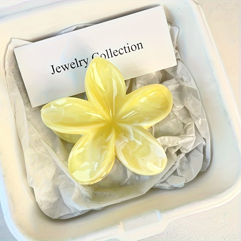 TEMU Pinza para el cabello con diseño de flores, accesorio de con de tinta, elegante pinza de garra para recogidos, pinza de tiburón y fresca de gran