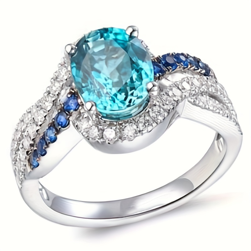 Luxurious Oval Synthetic Zirconia Ring, Perfect Gift