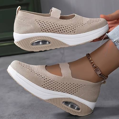 womens solid color mesh sneakers slip on soft sole platform home casual shoes breathable half drag slides shoes plus size women shoes