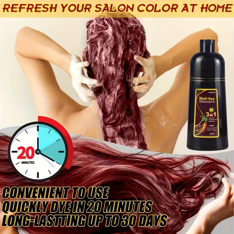 Božićni Poklon, Novogodišnja Atmosfera Vinsko Crvena Boja za Kosu, Brzodjelujuća Boja za Kosu, 99,99% Pokrivenost Bijele Kose, Sadrži Razne Biljne Sastojke, Pogodna za Njegu i Bojenje Kose, Tri u Jednom - Pogodna za Muškarce i Žene Svih Tipova Kose