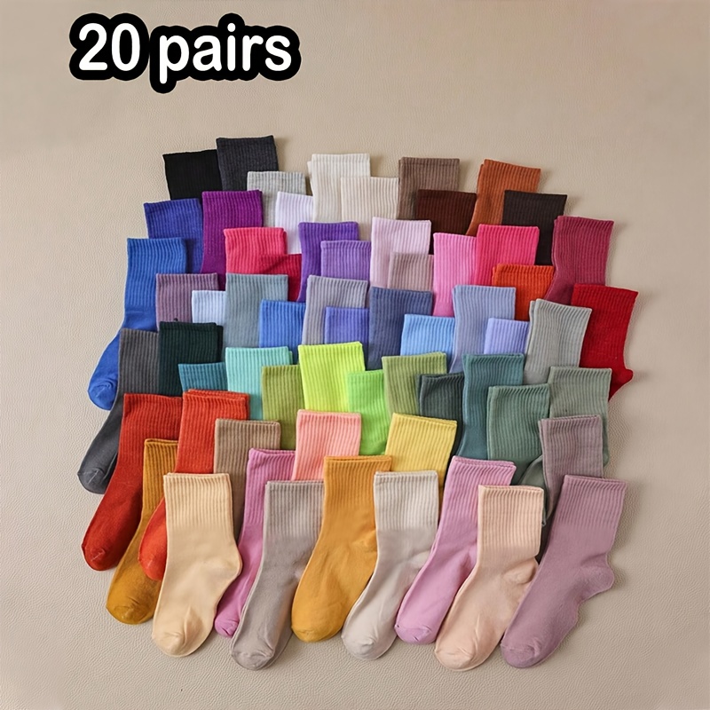 Image of 20 Pairs Kids Sports Socks - Multicolor Assortion (,,,) | Breathable Comfortable Play Socks | & Soft For, Outdoor, Casual Attire | 20-pair Pack Value For Children's Sock