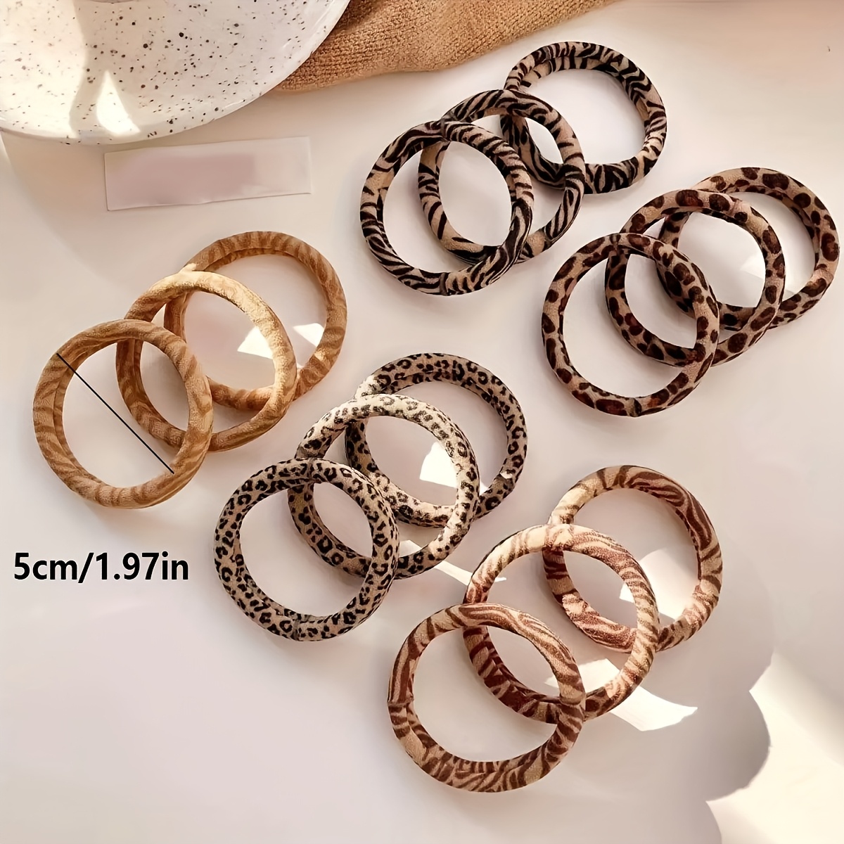 Random 19/29pcs Leopard Print High-Elastic Ponytail Hair Ties