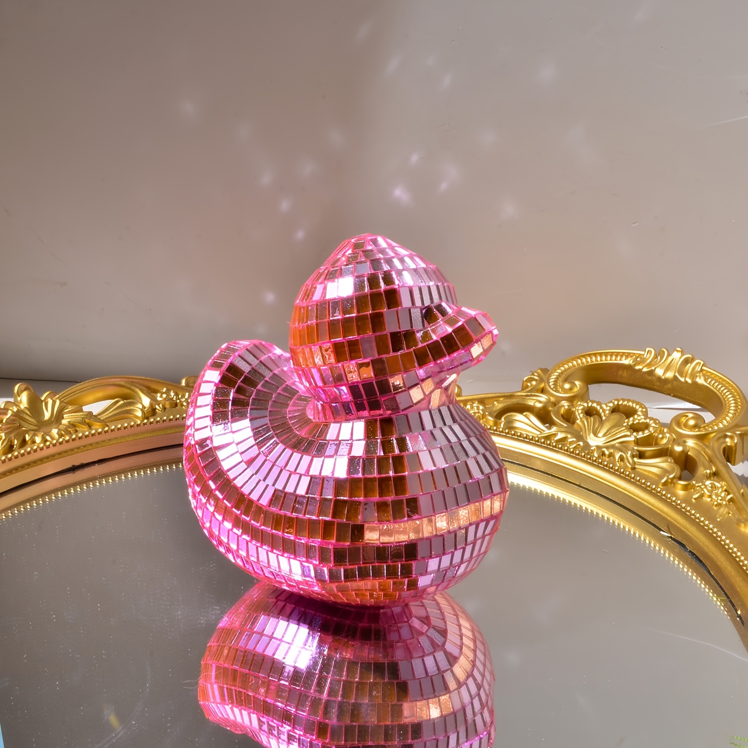 E-shop Disco-Spiegel-Enten-Deko - 10 cm Retro-Kunststoff, Kein benötigt, Deko für Geburtstag, Hochzeit, Abschluss & Feiertage
