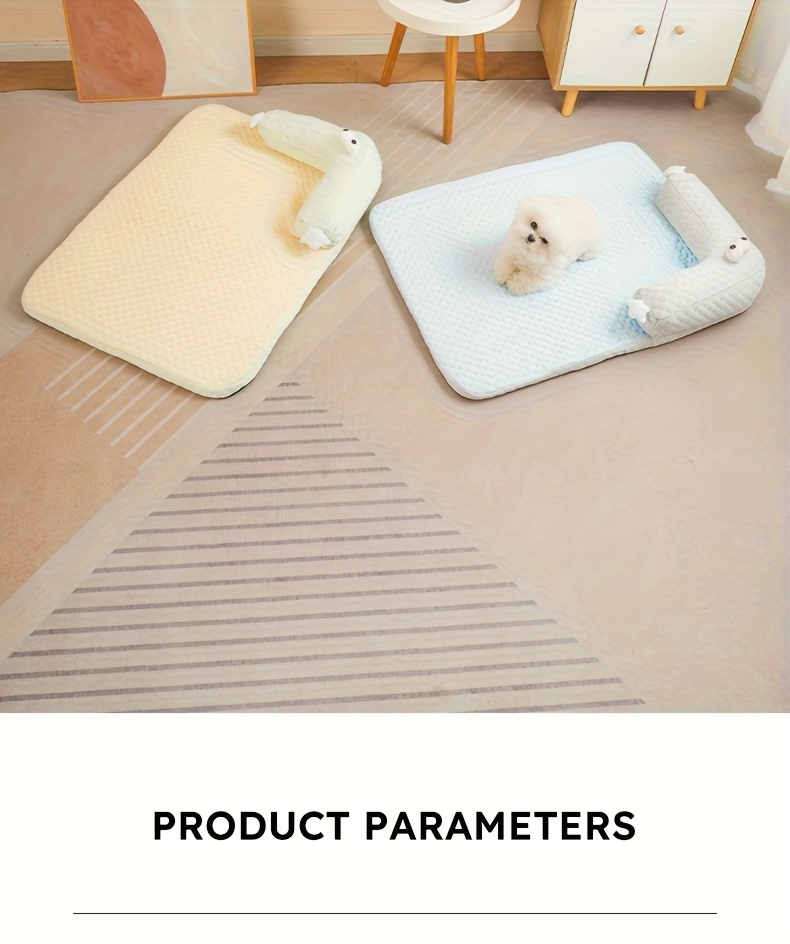 2 in 1 pet bed pillow for dogs cats cooling   foam pet bed with non slip surface removable washable   polyester fiber filling square design for small medium large dogs   decor   furniture medium dog bed plush pet furniture   material pet lovers Product details 6