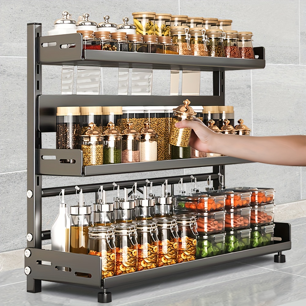 

1pc Multi-tier Spice Rack, Space-saving Kitchen Countertop Organizer For Seasoning Jar Storage, Kitchen Storage Rack Organizer With Adjustable Shelves For Home, Kitchen And Restaurant