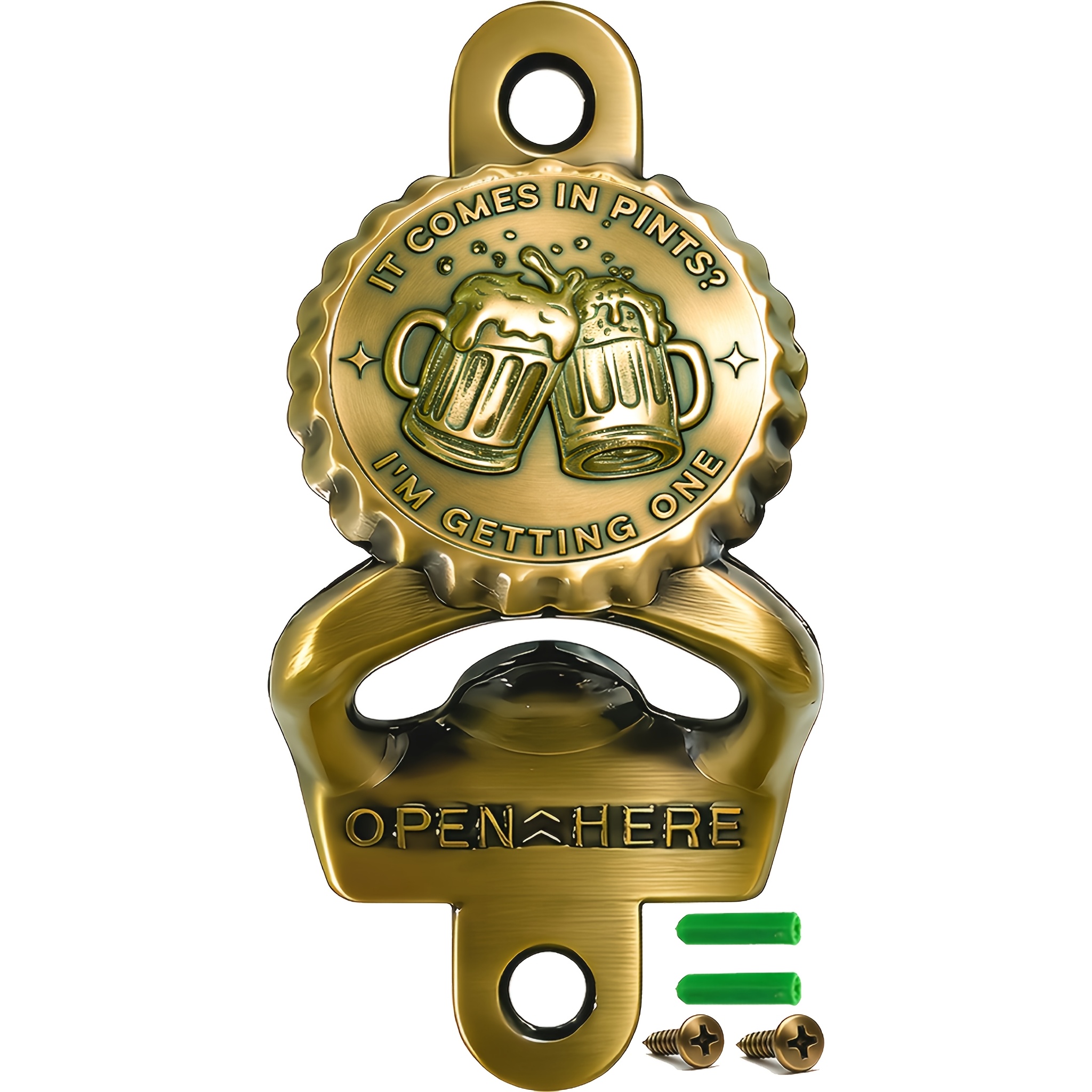 Image of 1pc "twinkle " Vintage Wall-mounted Beer Bottle Opener With Beer (does It Pints? To ) Includes Screws, Sturdy And Durable, , Suitable For Restaurant Kitchens, Bars, And Outdoor Themed Venues.