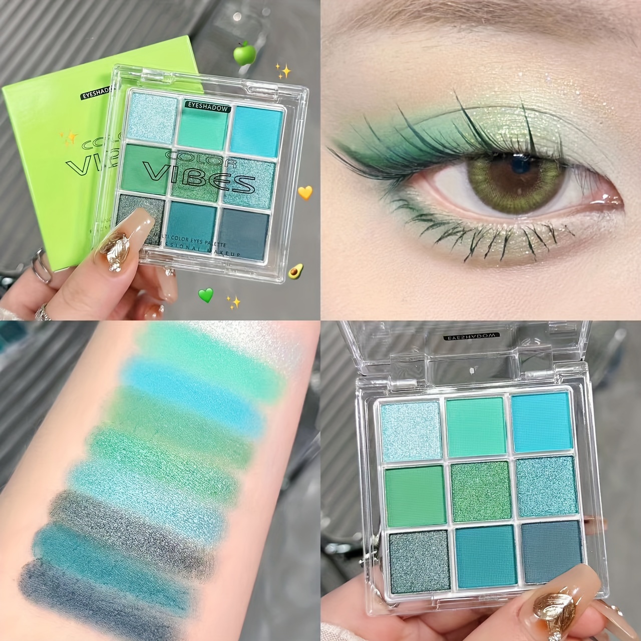 

Forest Green 9-color Eyeshadow Palette - Matte & Shimmer, Waterproof, Long-lasting, Smudge-proof Eye Makeup