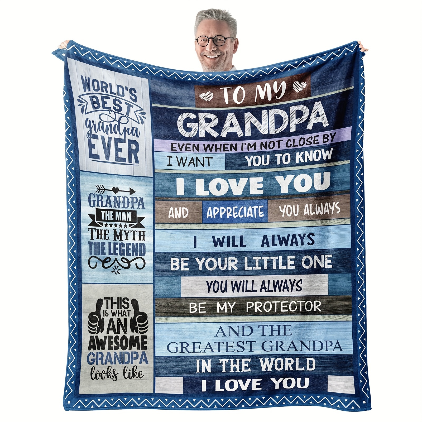 

Cozy Gift Blanket - Perfect Birthday, Christmas & Thanksgiving Present From Granddaughter Or - Soft Flannel Throw For Couch, Bed, Sofa, And Travel - Comfort, Machine Washable, Blue Design